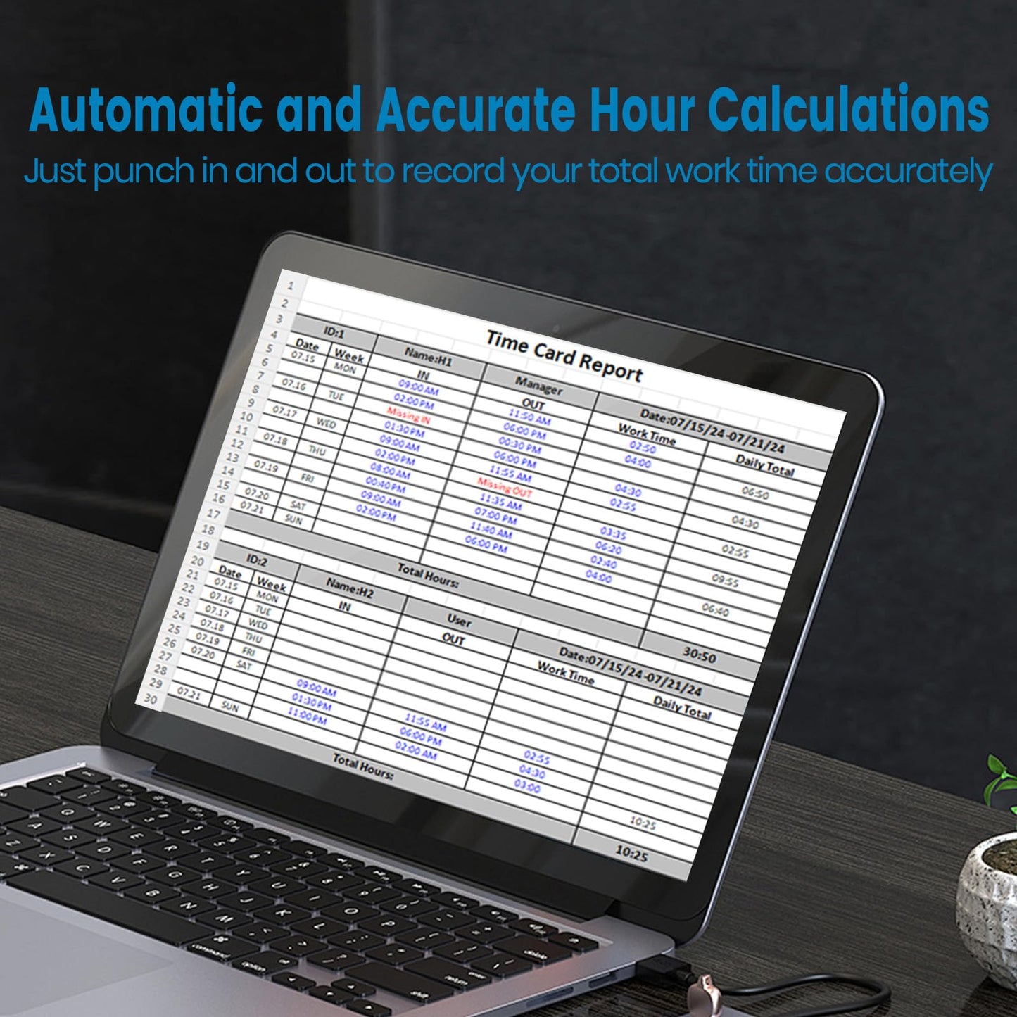 HapAttend Time Clocks Bundle with 15 RFID Cards, 0 Monthly Fees Standalone Biometric Time Attendance Punch Machine with Fingerprint, RFID and PIN