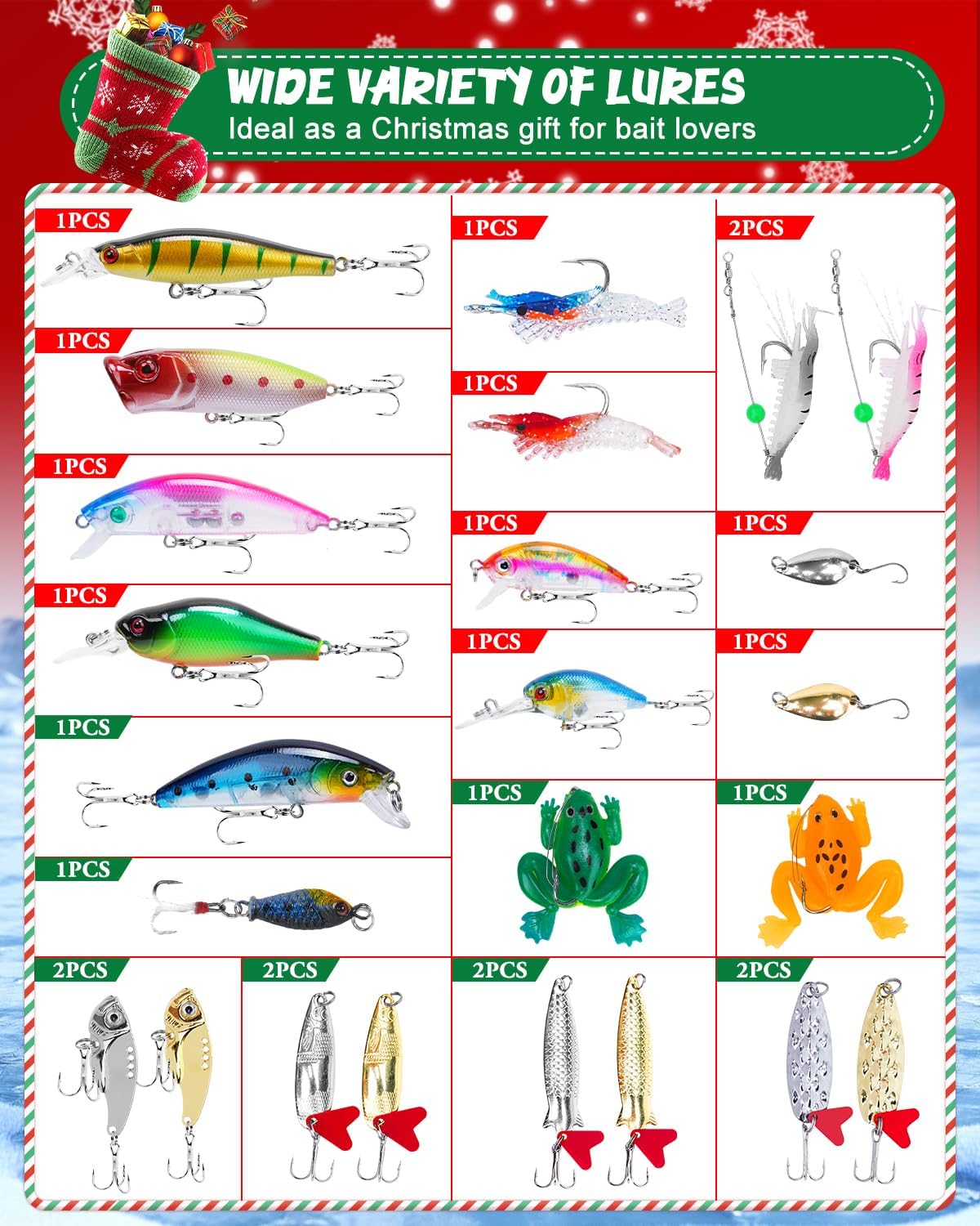 UCEC Fishing Advent Calendar 2025 - 24 Days of Fishing Gifts for Men, Teens & Boys