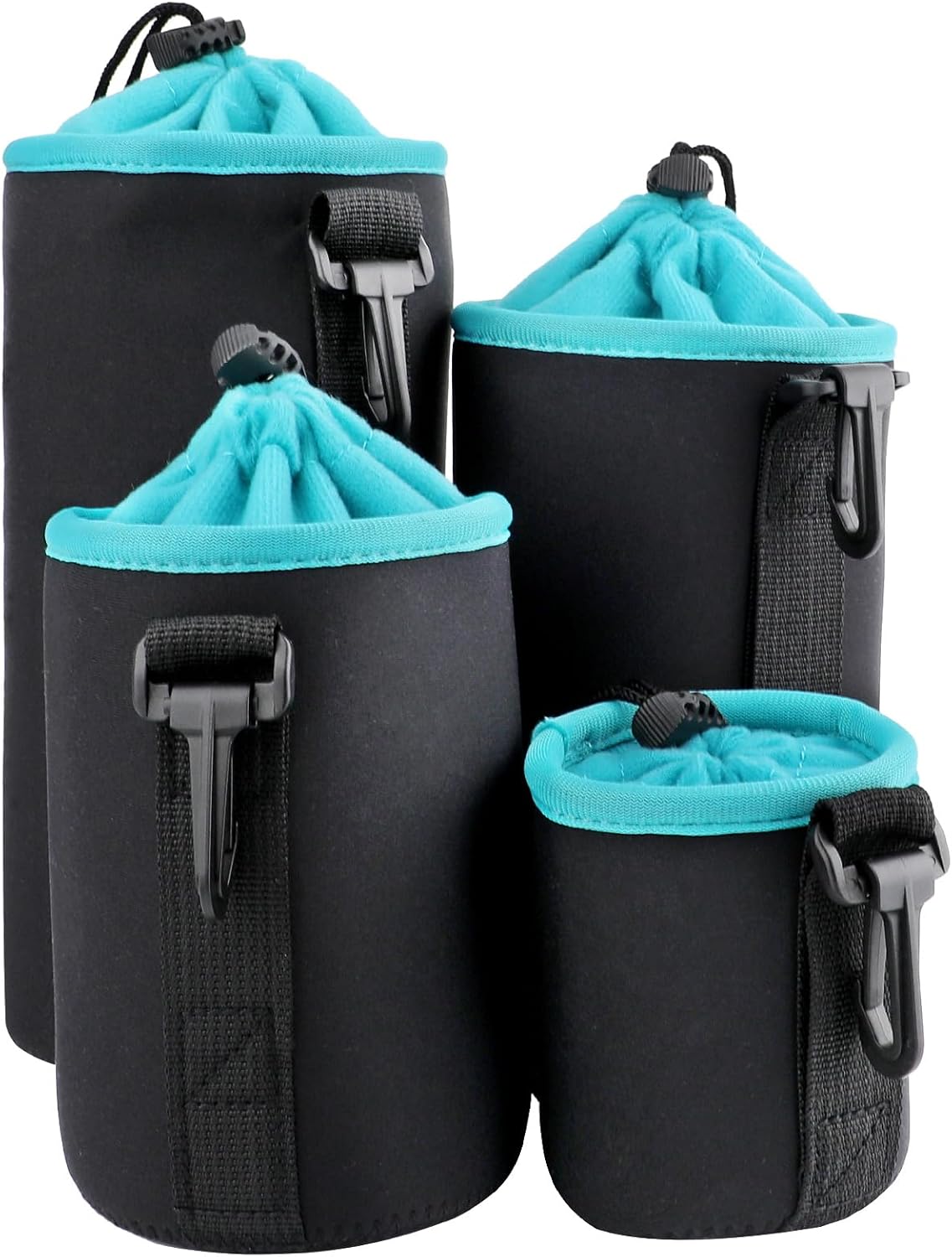 Sopoloray 4Pcs Bag,4 Set Camera Lens Case Sizes Blue Water Resistant Protective Lens Pouch With Adjustable Drawstring