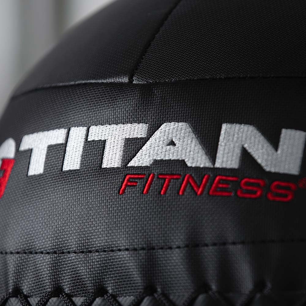 Titan Fitness 6 LB - 14 LB Set Soft Shell Medicine Wall Balls with Poly-Composite Laminate Cross Texture Non-Slip Grip for Throwing, Core Strength, Floor Exercises, Stretching