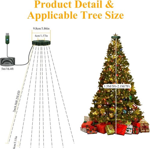 Btfarm Christmas Tree Lights - 400 LED Remote Control Fairy Lights | 6.6FT Waterproof & Dimmable for 5-7FT Trees