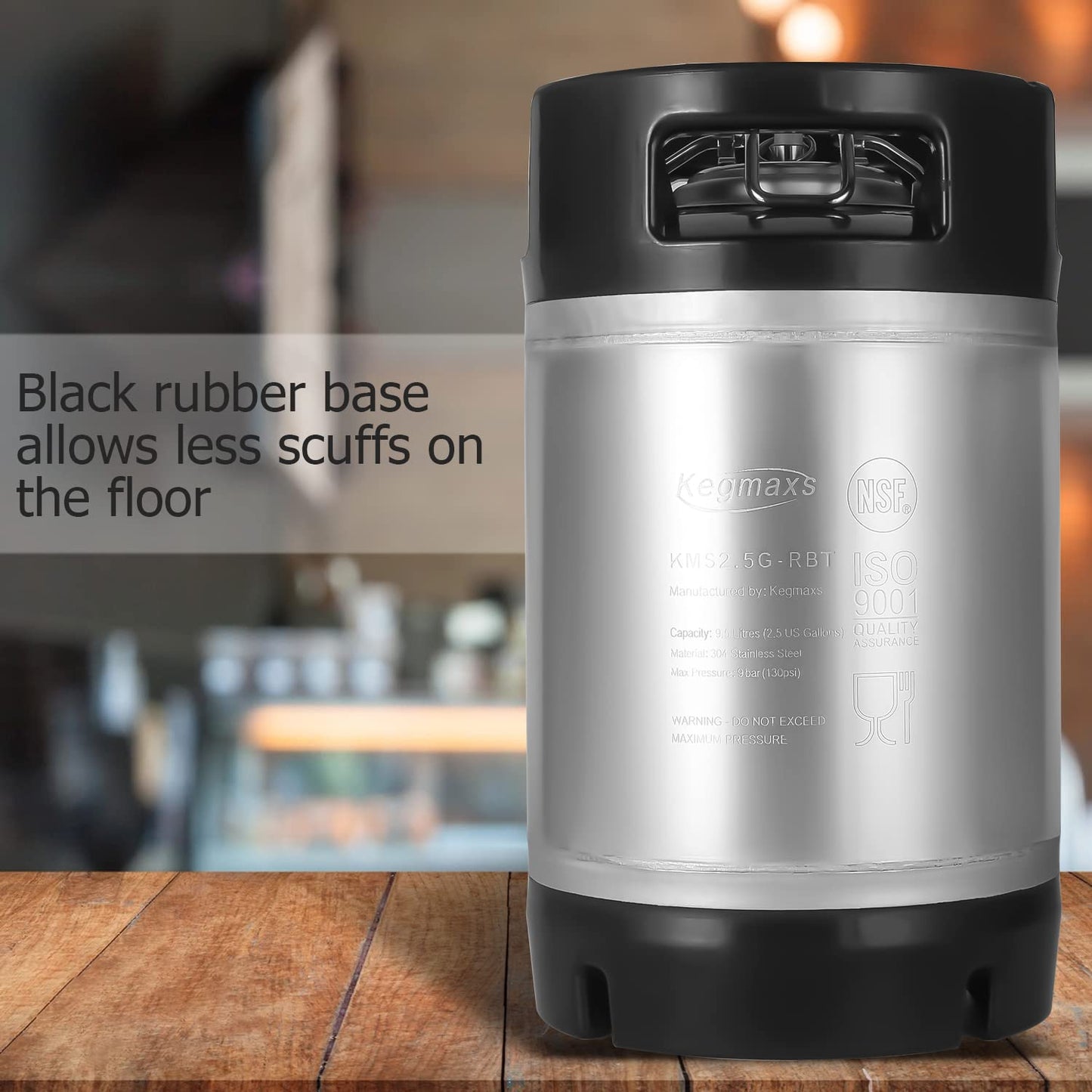 TMCRAFT New 2.5 Gallon Ball Lock Keg, Stainless Steel Beer Keg with Dual Rubber Handle for Home Brew