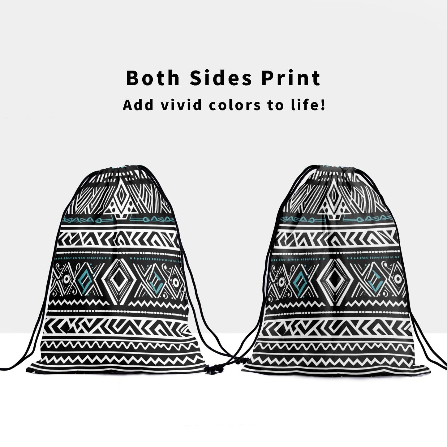 Nerxy Tribal Gymnastics Grip Bag - White Black Grip Bags for Gymnastics Mini Gym Bag Ethnic Drawstring Storage Pouch Adjustable