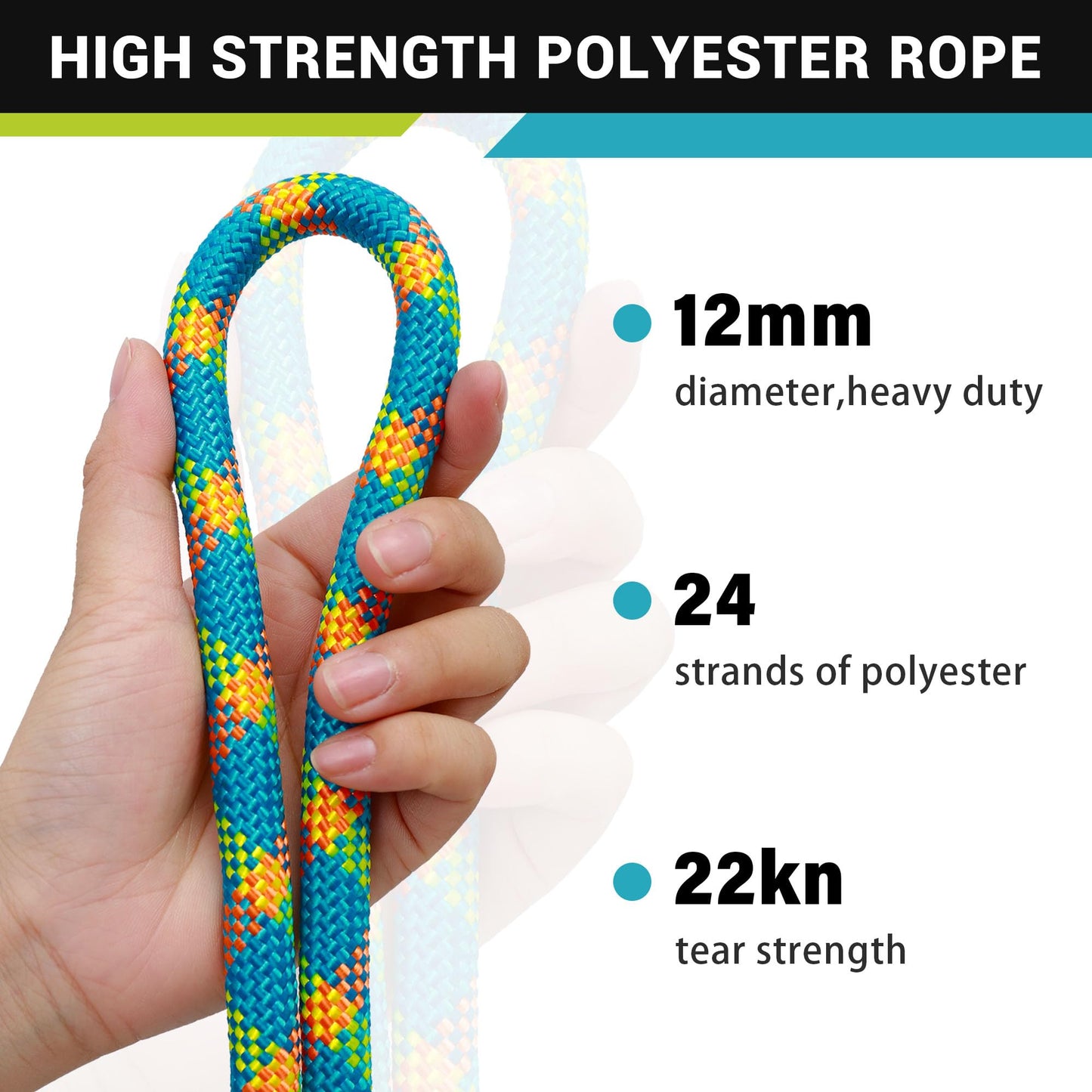 Flip Line Kit 11FT Polyester Lanyard Kit with Triple Lock Carabiner Adjuster, Steel Swivel Snap, Adjustable Positioning Rope for Fall Protection, Arborist, Tree Climbers