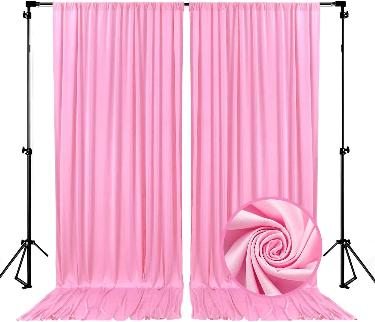 Skiennix 10 x 7 Feet Pink Backdrop Curtain - Perfect for Parties, Weddings & Photoshoots | 2 Panels
