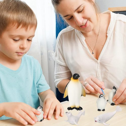 Kasyat 16 Pcs Polar Animals Figurines Set - Realistic Arctic Wildlife Figures for Parties & Decor