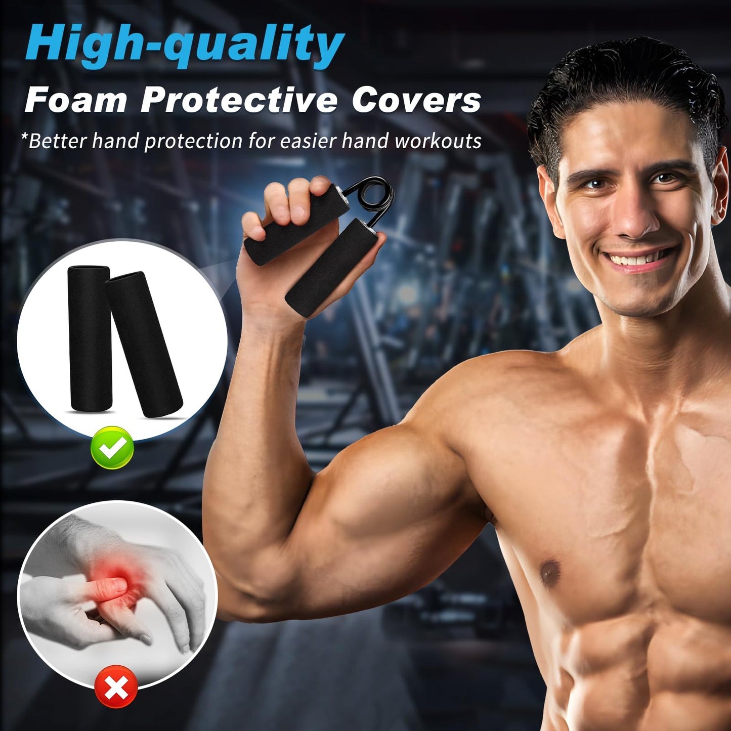 UUJOME Hand Gripper Strengthener Set 4pcs (50lb+100lb+150lb+200lb) - Metal Grip Strength Trainer Slip Resistant - Grip Trainer Forearm Strengthener for Muscle Building, Hand Sensitivity Training