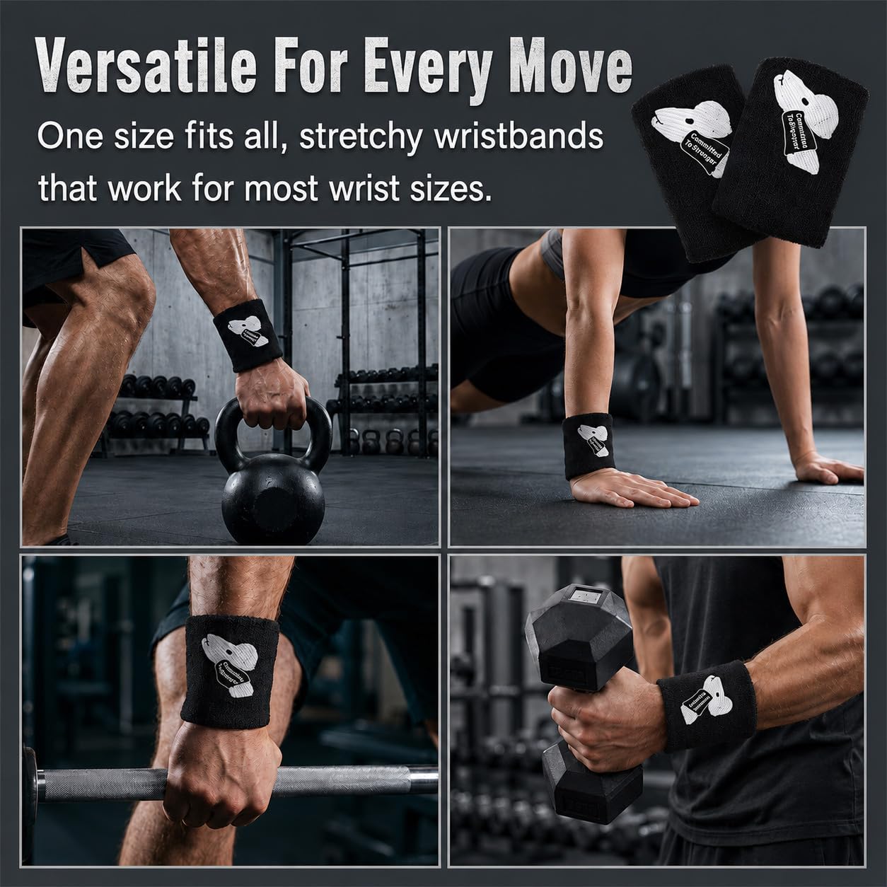 2pcs Kettlebell Wrist Guards for Men and Women, Sweat Weighted Wristbands with Insert Support, Shock-Absorbing Sleeve Protector for Sports, Weightlifting, Crossfit, Fitness Training, One Size Fits All