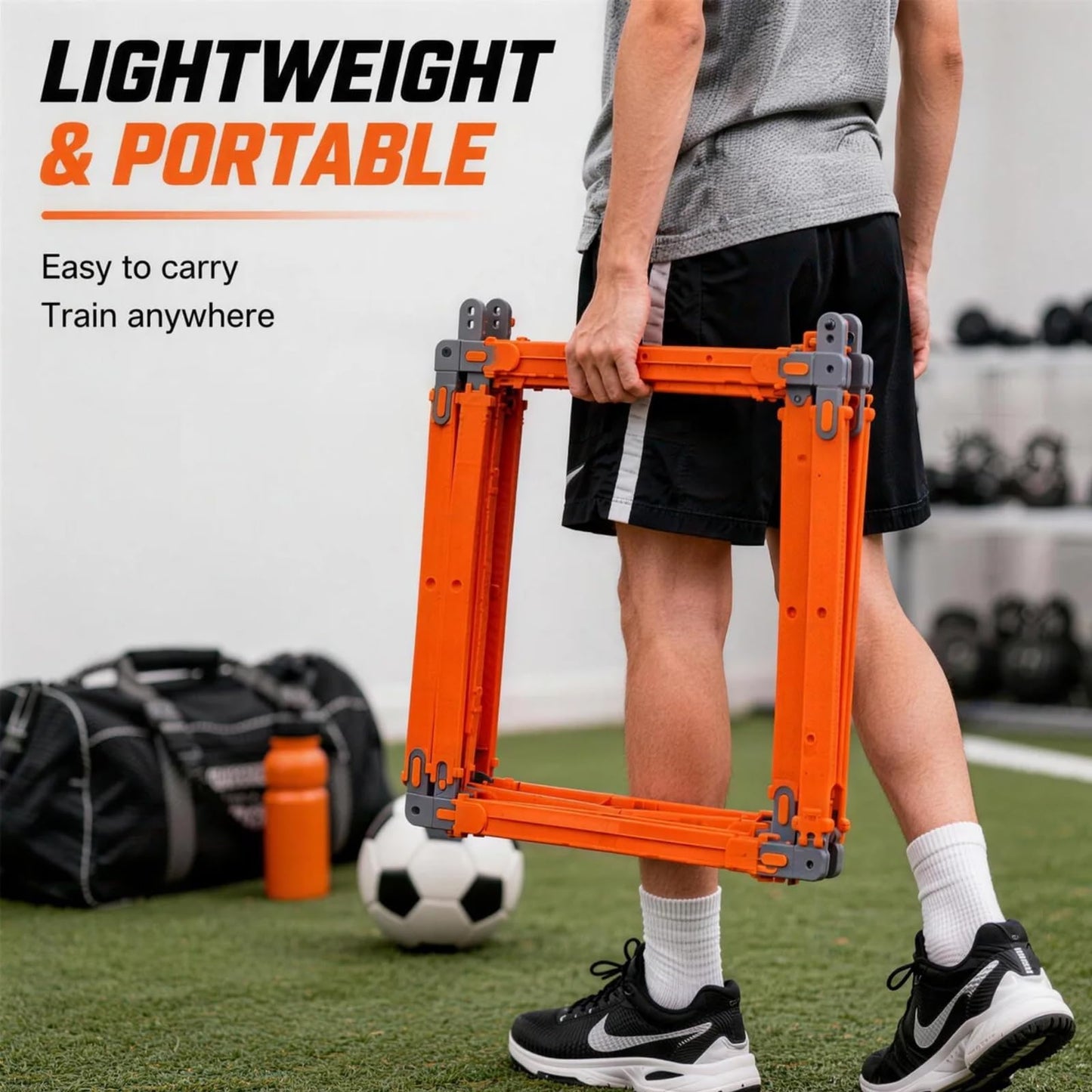 UULENNYM Speed Ladder, Agility Ladder Speed Training Equipment, 2-in-1 Adjustable Hurdle Ladder for Soccer, Rugby, Fitness, Footwork and Agility Training