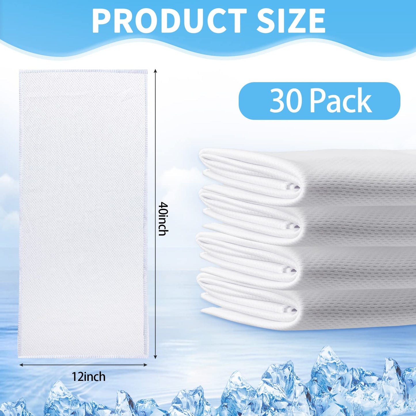 Sublimation Cooling Towels 40" x 12" Breathable Soft Ice Towel Chilly Yoga Towel Microfiber Gym Towels Workout Towel for Neck and Face for Yoga, Sports, Golf, Gym, Camping, Running, Hiking (30 Pieces)