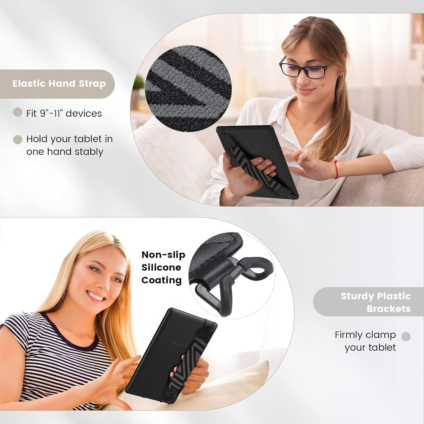 MoKo 9-11 Inch Security Hand-Strap for Tablet, iPad Pro/Air/Kindle Fire HD/Samsung, High-Elasticity Versatile Hand