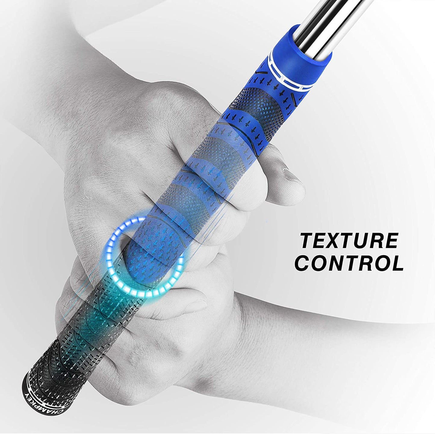 CHAMPKEY Premium Hybrid Golf Grips 13 Pack with All Repair Kits - All Weather Performance Golf Club Grips - High Traction and Control Half Corded Golf Grips for Men(Blue,Midsize)