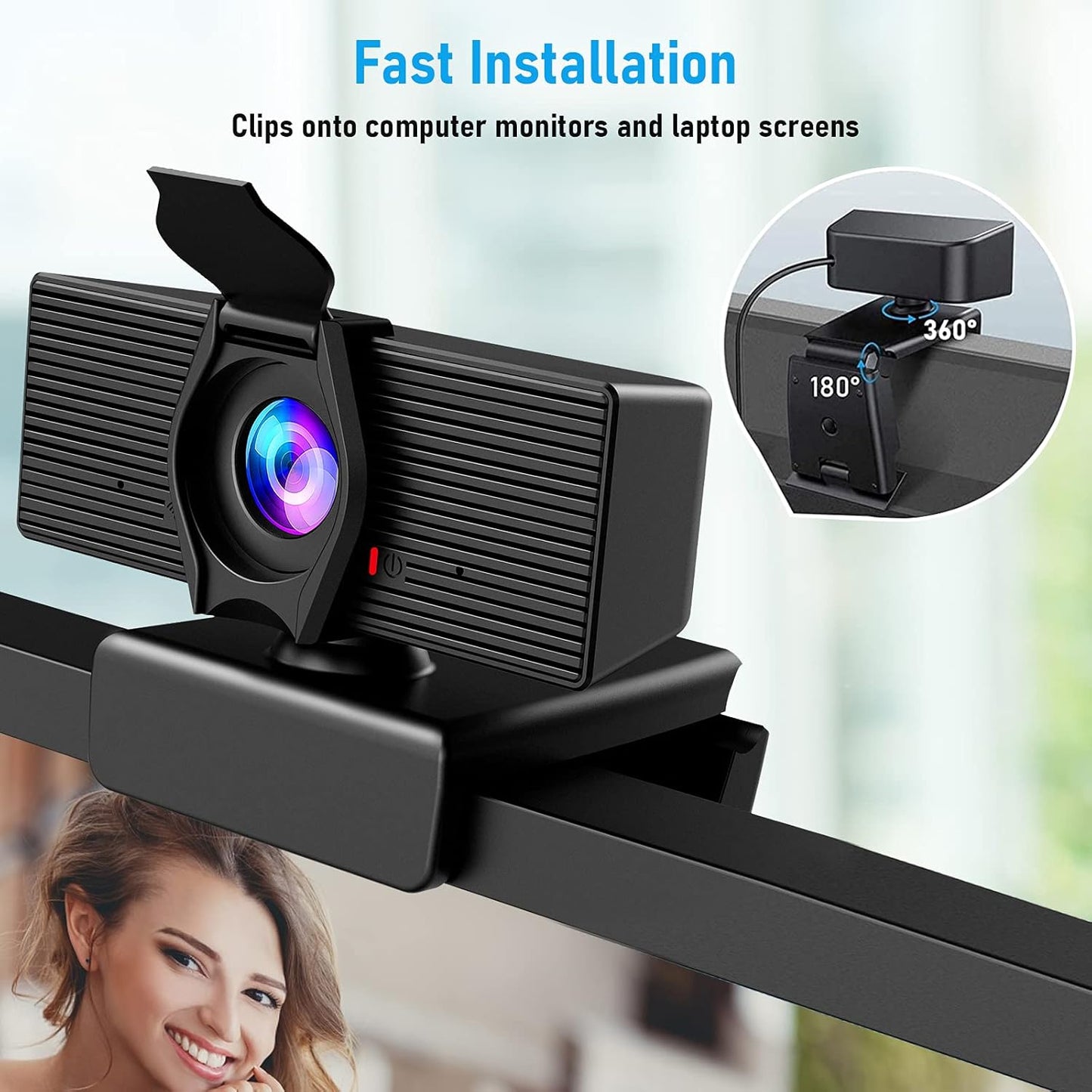 LITEPRO 1080P Webcam with Microphone & Privacy Cover, HD Web Computer Camera, USB Plug and Play Laptop PC Desktop