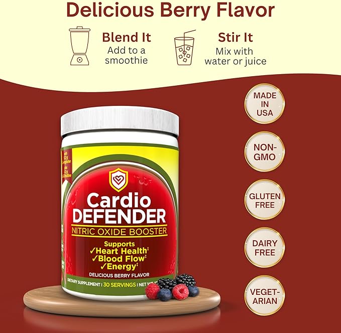 Nitric Oxide Booster Powder ??L-Arginine 5,200mg + L-Citrulline 1,200mg ??Heart Health Drink Mix - Heart Health, Blood Flow, Energy, Endurance - L-Arginine Powder with Berry Flavor