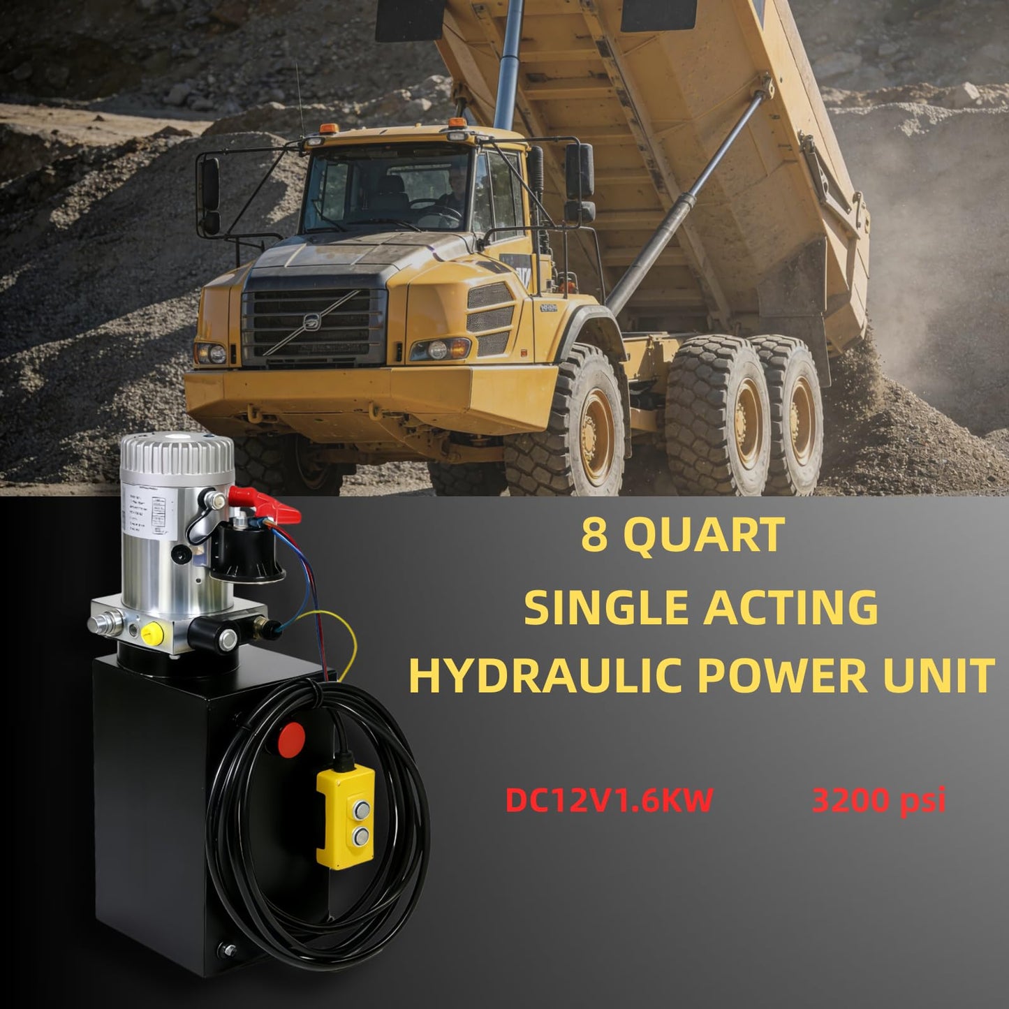 SALMAN Hydraulic Power Unit DC 12V 1.6KW Rotating Speed 2600RPM Pressure 16~20MPa Traffic 2.1 cc/r