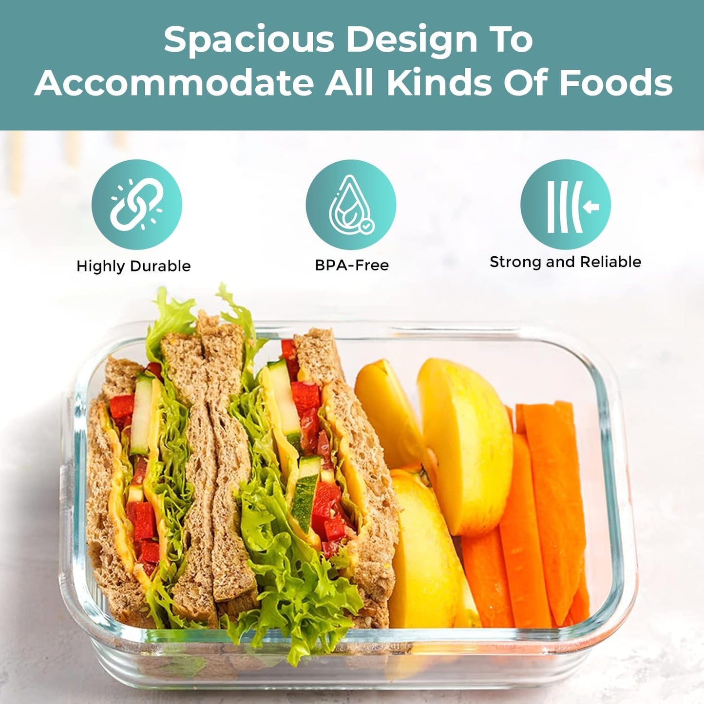 Razab Glass Food Storage Containers Set - 35 Pc Airtight Meal Prep Bento Boxes, BPA-Free & Leak Proof