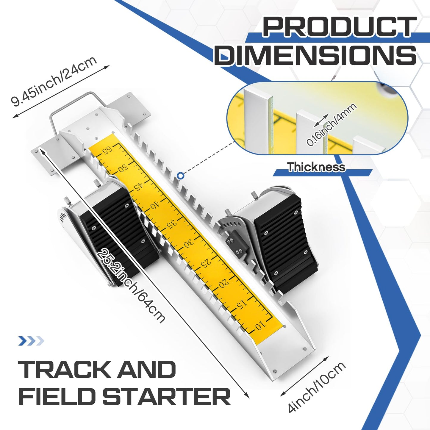 VioraWhite Starting Block 25.2 Inch 6 Adjustable Angle Sprinter Pedals Track and Field Accessories Multi Function Lightning Running Blocks for Cinder Track Plastic Runway Athletes Runners, Yellow