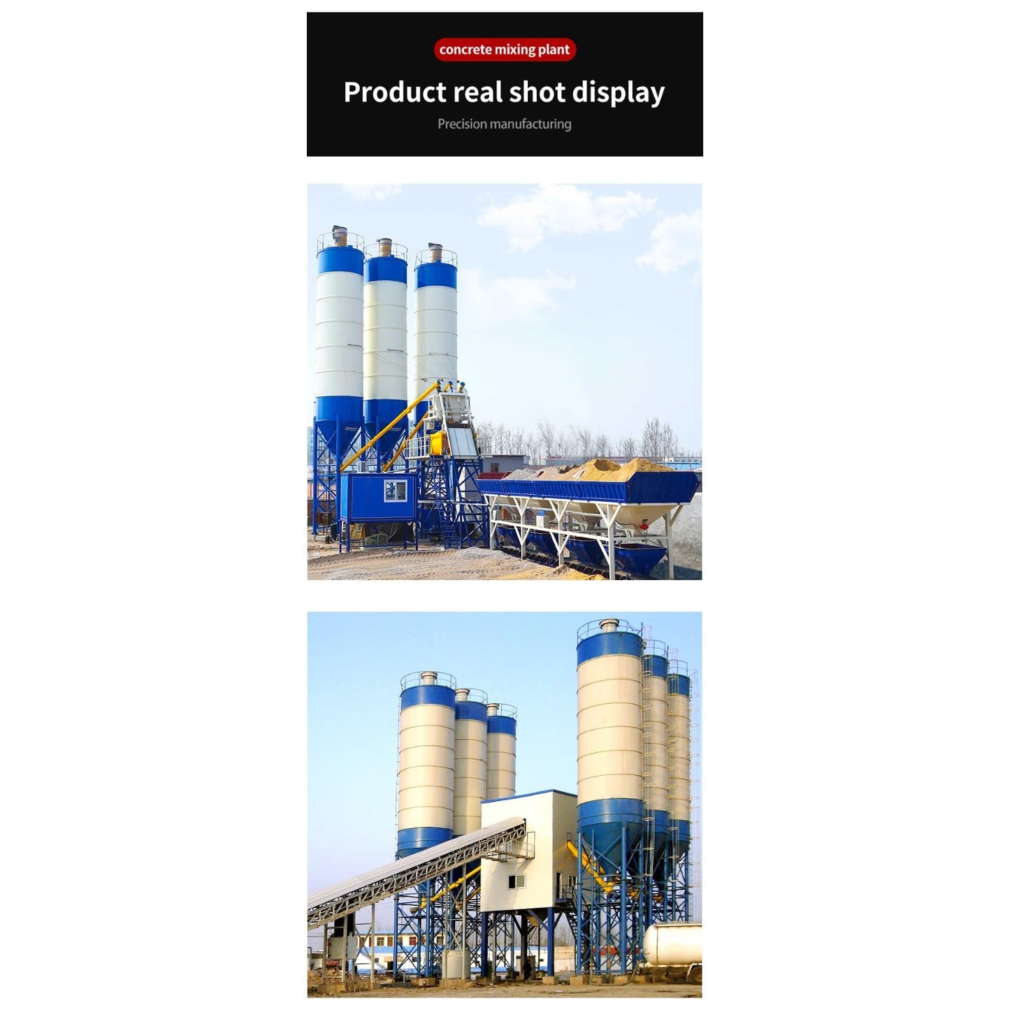 Heavy-Duty Concrete Batching Plant with reinforced H-beam frame, strong twin-shaft mixer and high-precision sensors, suitable for demanding civil engineering and long-duration construction jobs