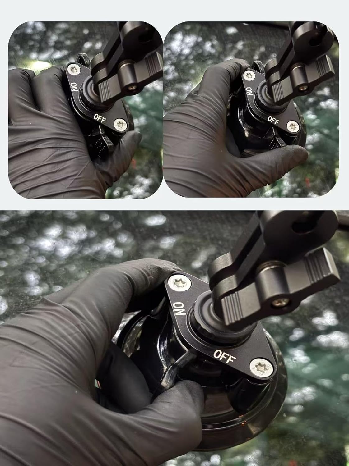 LSYRIA 1/4" 360 Insta360 X3, Double Layer Suction Cup Mount with Double Ball Head Magic Arm, Screw Rotating Camera