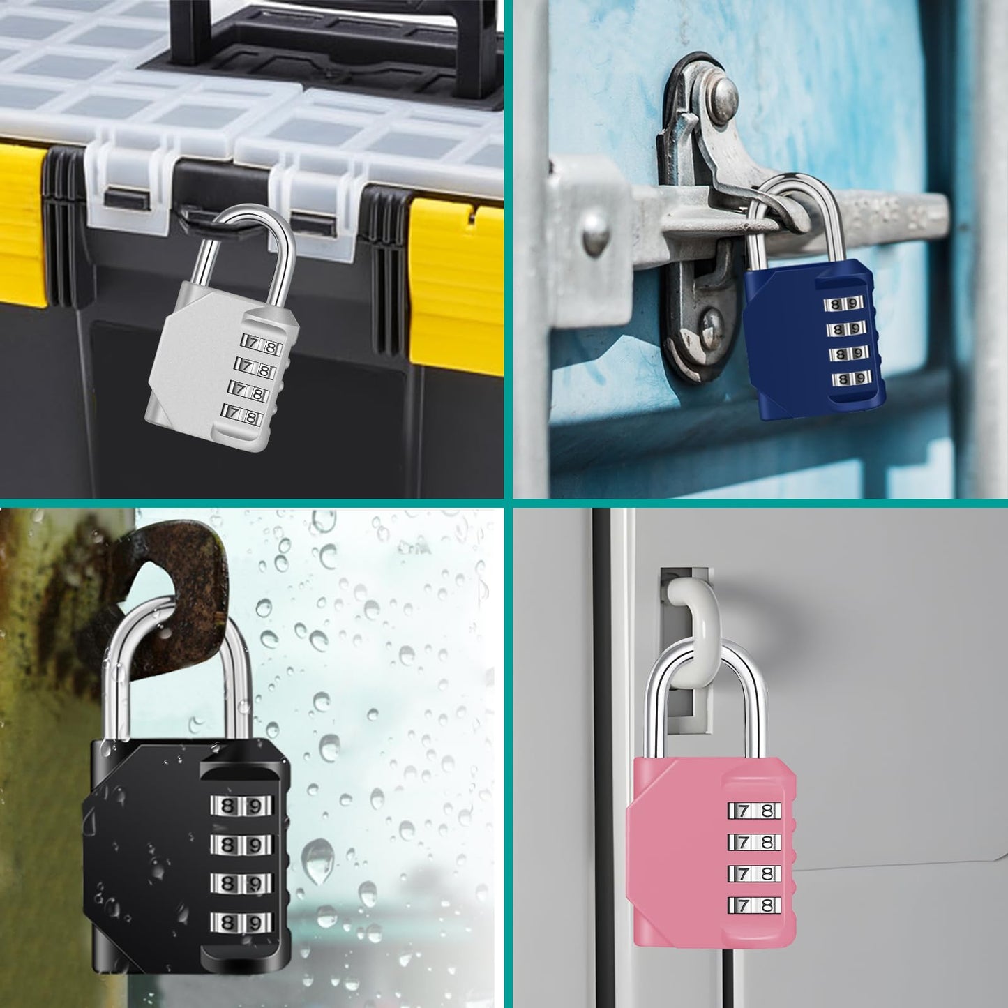 ZHEGE Combination Lock, 4 Digit Combination Padlock Outdoor, School Lock, Gym Locks (Pink)