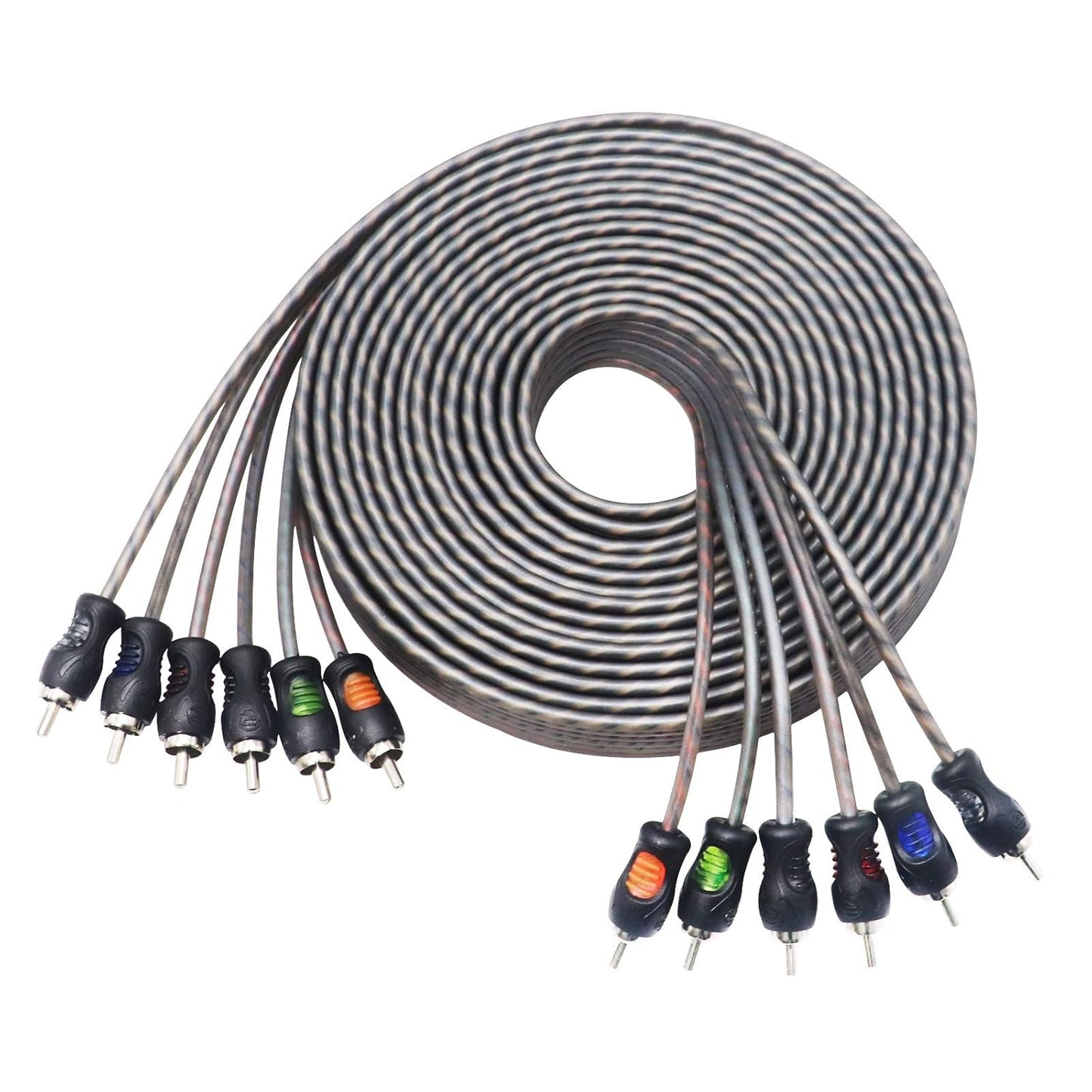 RCI617 99.99% 17ft 6-Channel RECOIL Oxygen Free Copper RCA Audio Cable, Twisted Pair with Noise Reduction