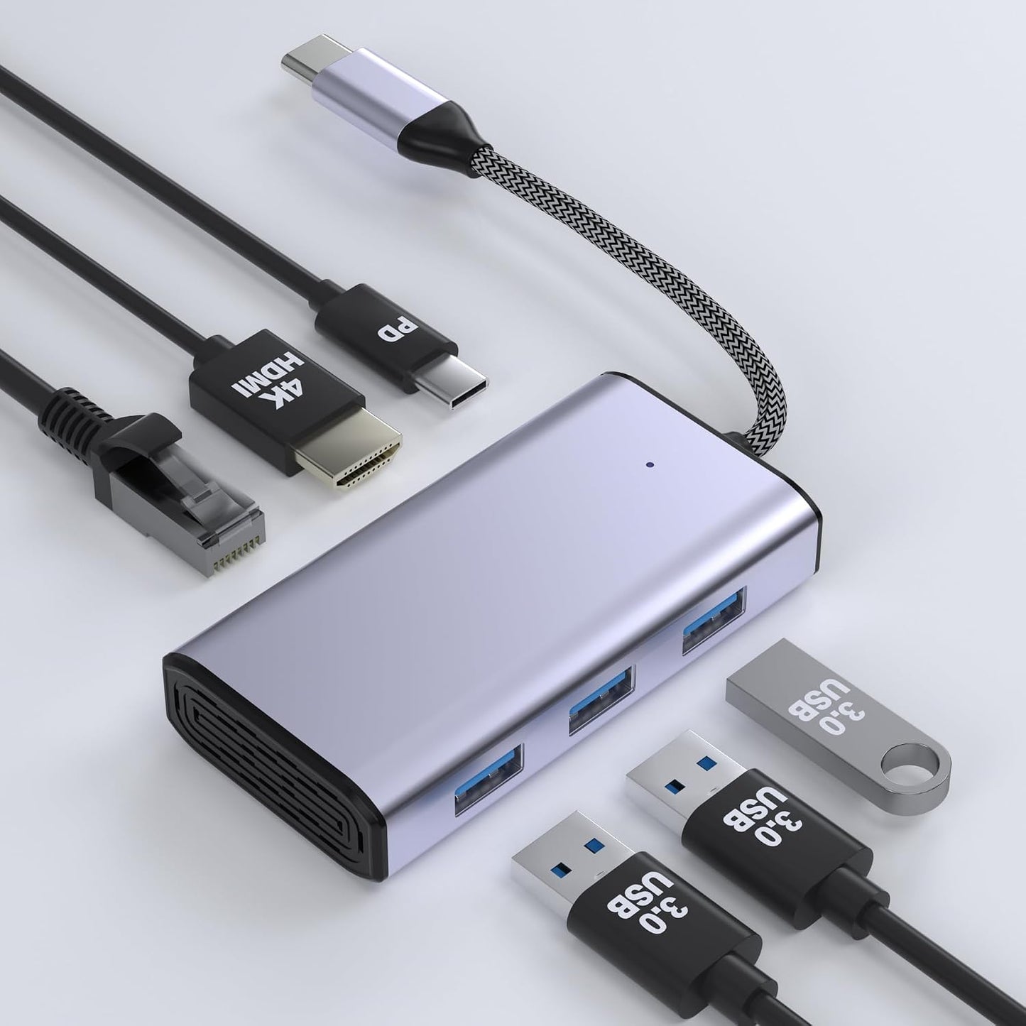Closs 6-in-1 16 (1Gbps 4K 100W 3 USB C to Ethernet Adapter, USB to HDMI Dock for iPhone Pro/Pro Max, Chromebook, Dell