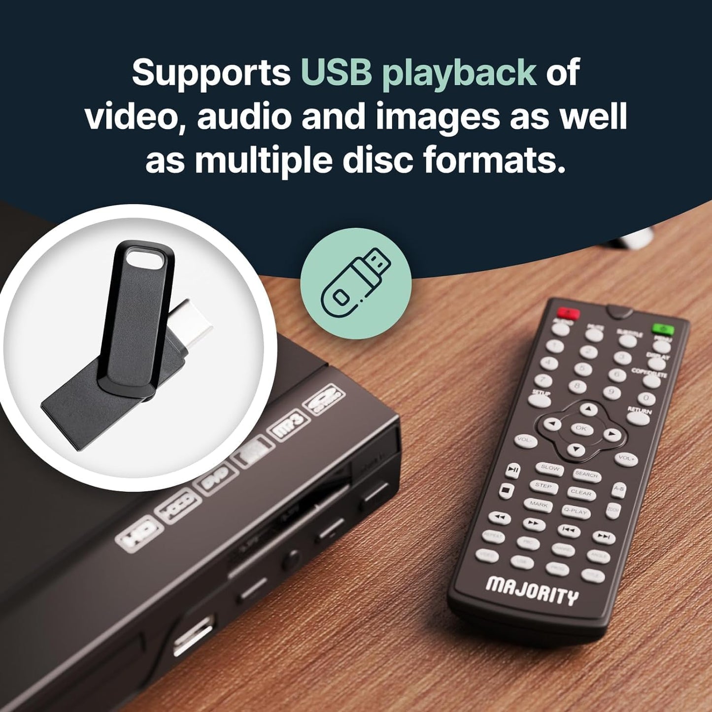 Majority 1080P MP3 HDMI DVD Player for TV | Region Free DVD Players for Smart TV | Mini DVD Player with USB, CD & |