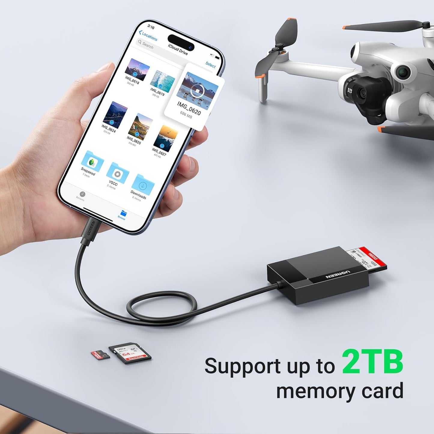 UGREEN 4-in-1 15, USB C SD Card Reader Memory Card Adapter External SD Micro SD MS CF Compact Flash Camera Card Reader