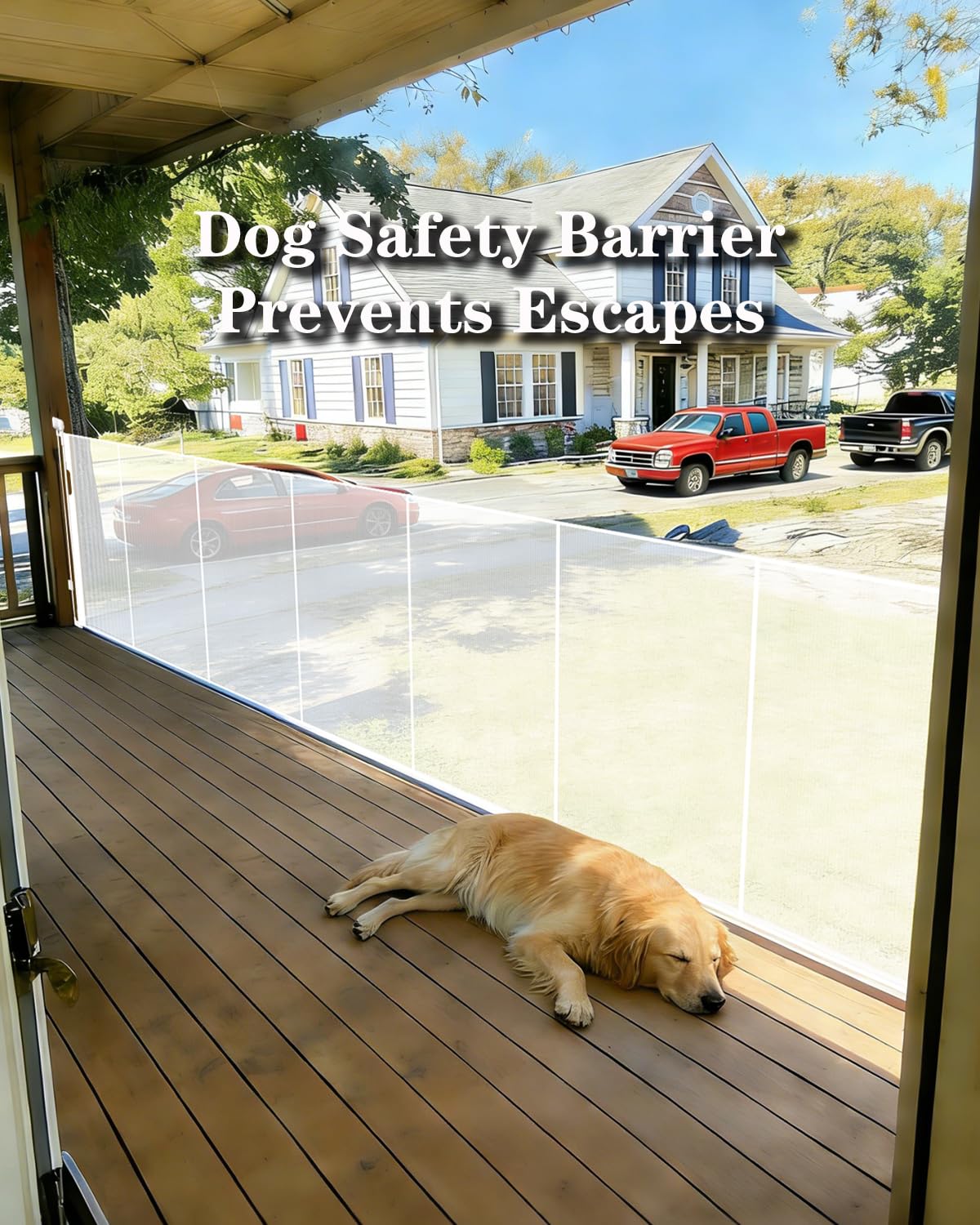 160" Extra Wide Retractable Baby Gates, 42" Extra Tall Retractable Dog Gate Pet Gate with Support Rods, Long Mesh Screen Child Safety Gate for Garage Doorways Hallways Deck Porch, Outdoor Indoor Use