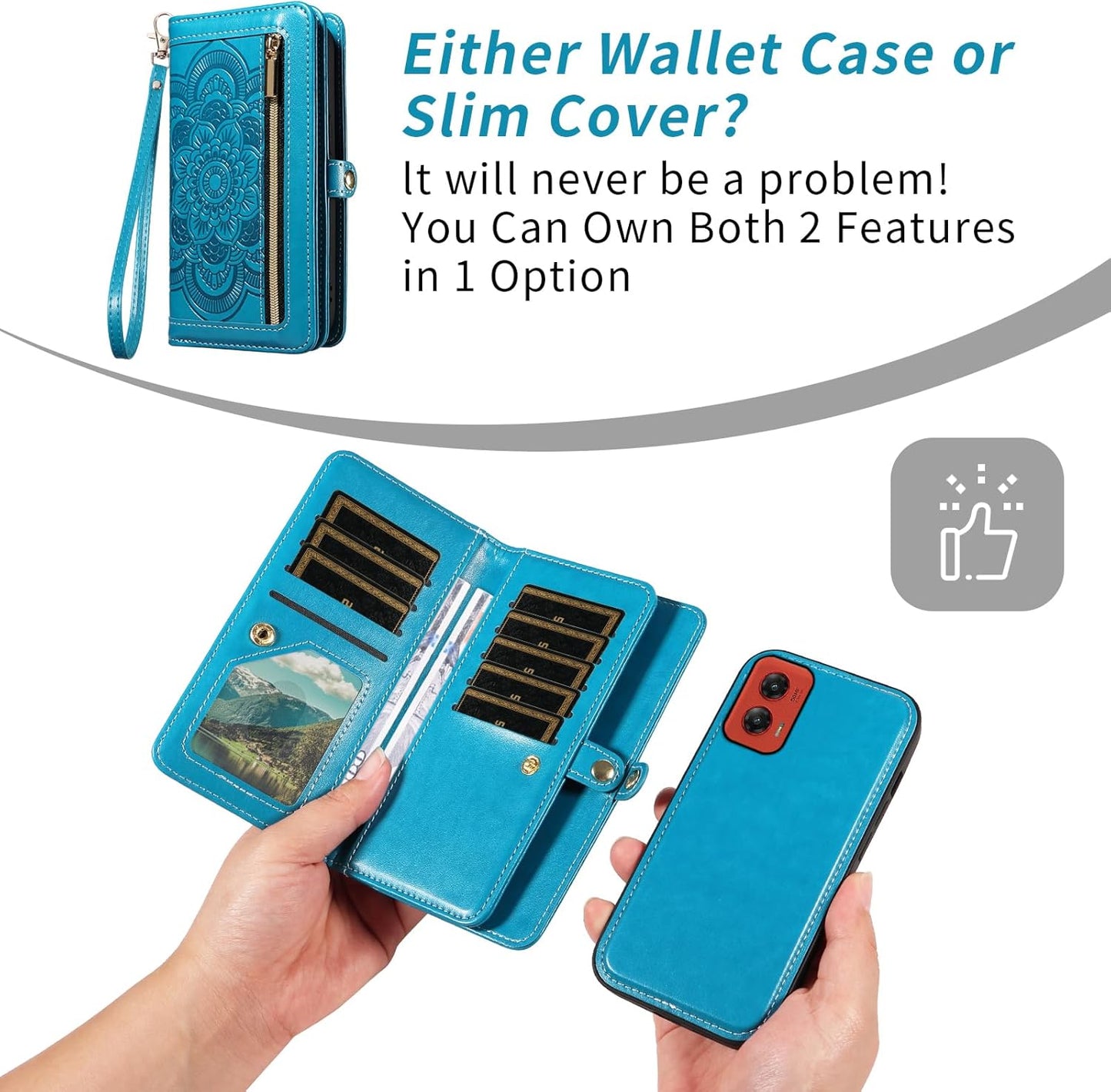 Asuwish 5G 2024 G5 Phone Case for Motorola Moto G Stylus Zipper Wallet Magnetic Detachable Cell Cover with Tempered