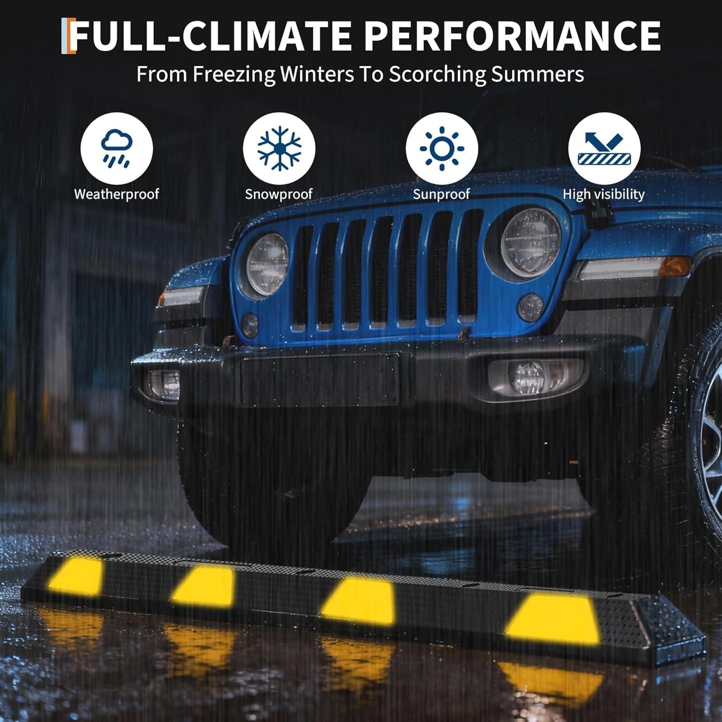 EliteEdge 4 Packs 72" Heavy Duty Rubber Parking Curb, 55000 LBS Capacity Parking Stopper with Reflective Stripes