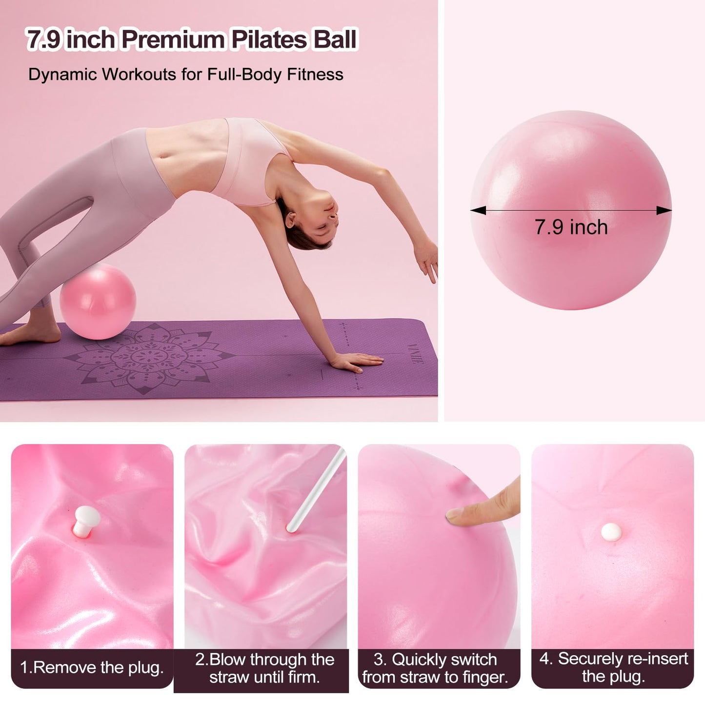 TSPFUI Pilates Ring Kit for Women,Pilates Equipment with Pilates Ring and Ball, 5 Resistance Bands,Yoga Block,Workout Guide Included，Full-Body Pilates Workout Equipment Suitable for Beginners