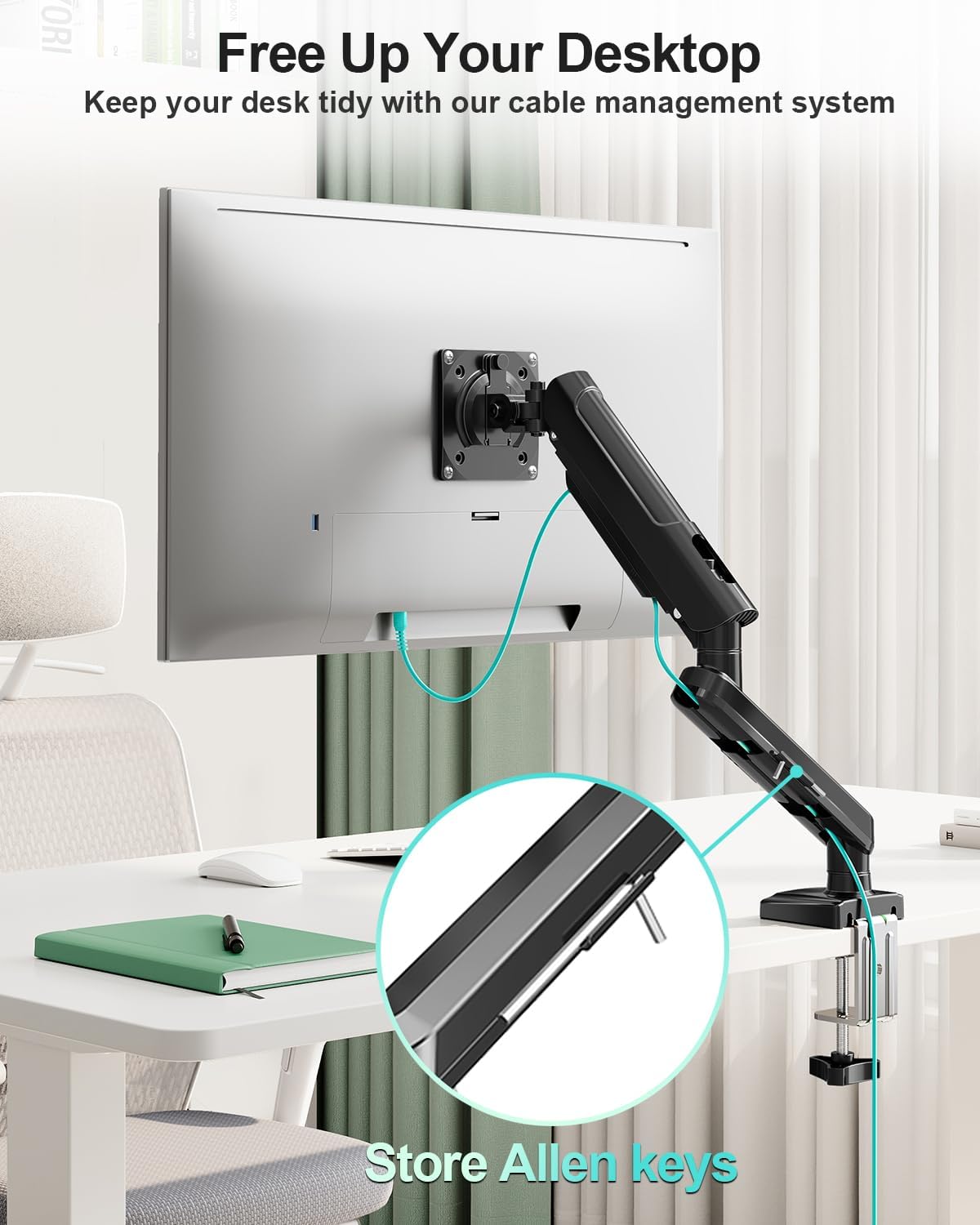 MOUNT PRO 13-32 inch Grommet 4.4 22lbs Single Monitor Desk Mount, Adjustable Full Motion Monitor Arm, Computer Monitor