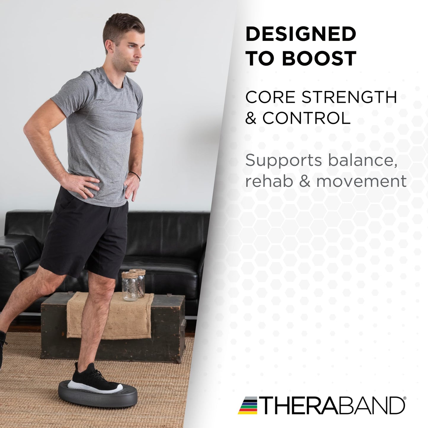 THERABAND Stability Trainer Pad, Advanced Level, Extra Soft, Black Foam Balance Pad for Physical Therapy, Exercise Pad for Core Strength, Lightweight Non-Slip Balance Trainer, Portable Foam Pad for Home or Clinic Use