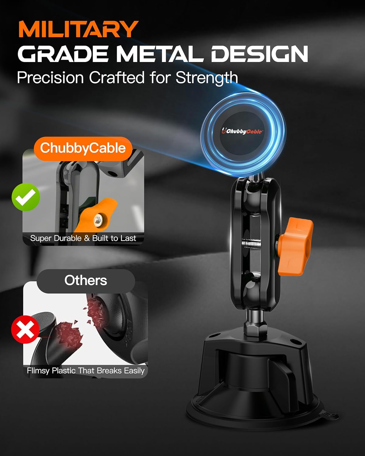 chubbycable 360 ChubbyGrip Magnetic Dash Mount Vacuum Magnetic Phone Holder for Your Car Adjustable Suction Cup Car