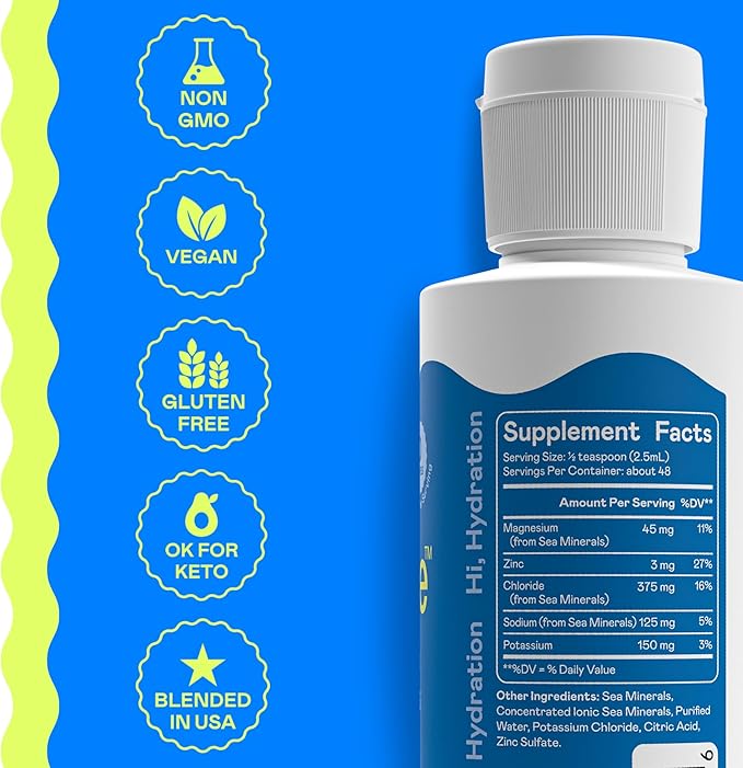 Hi-Lyte Daily Essentials Electrolytes Liquid Mix Unflavored, 144 Servings