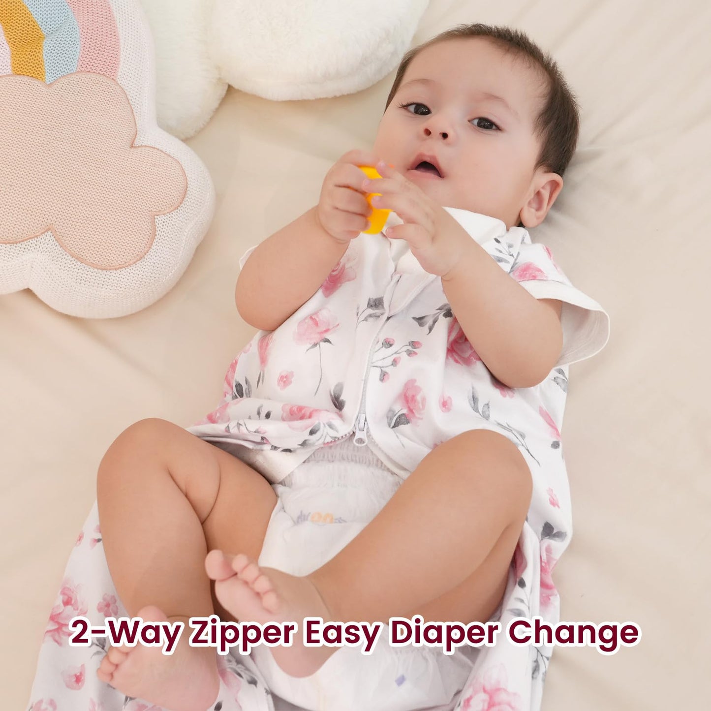 david's kids 3 Pack 100% Organic Cotton Baby Sleep Sack 6-12 Months, Ultra Soft Baby Wearable Blankets with 2-Way Zipper, Comfy Sleeping Bags for Infant Newborn Boys Girls Neutral, Medium Size, Floral