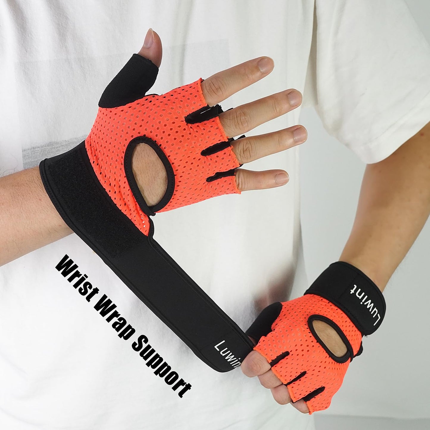 Luwint Ventilated Workout Gloves for Men Women, Full Palm Protection with Wrist Support, Breathable Weight Lifting Gloves for Gym Training Cycling Fitness