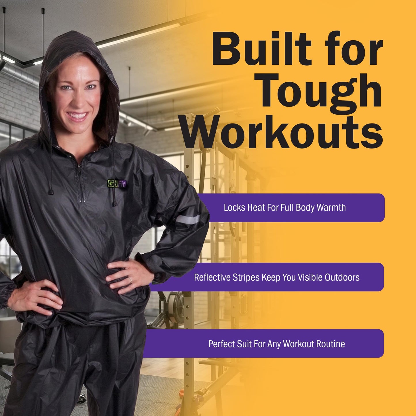 GoFit Unisex Thermal Sweat Suit - Hooded Suit For Training, Weight Loss, and Exercise