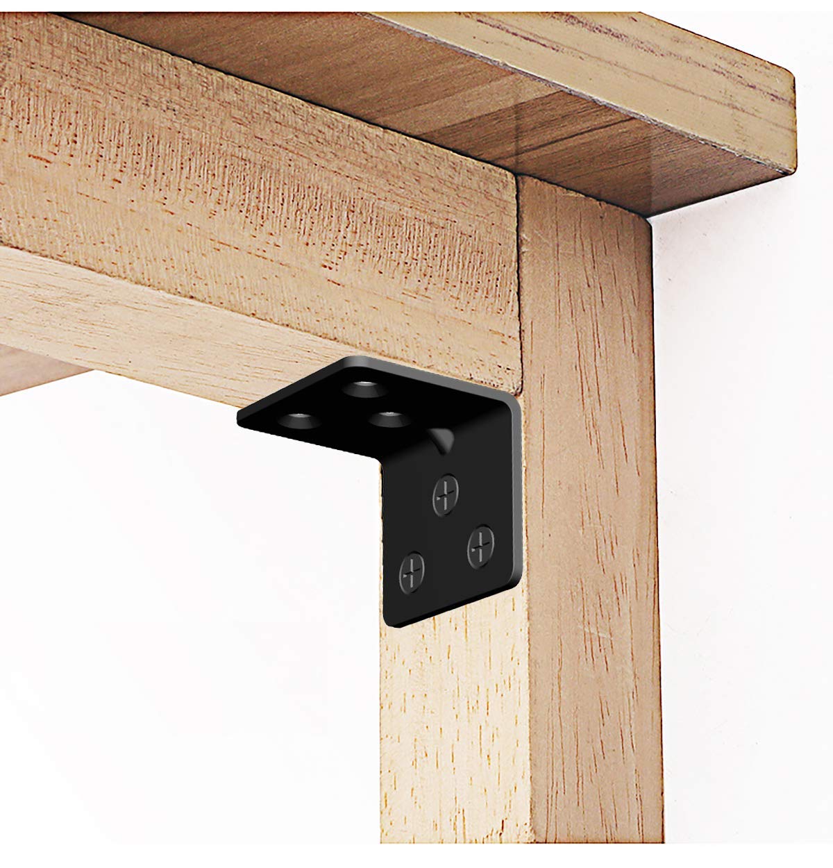 Black Stainless Steel Shelf Bracket,Joint Right Angle Bracket,L Shape Heavy Duty Metal Corner Brace Shelf Supporter for Wood Aufuga (16, 1.5x1.2x1.2)
