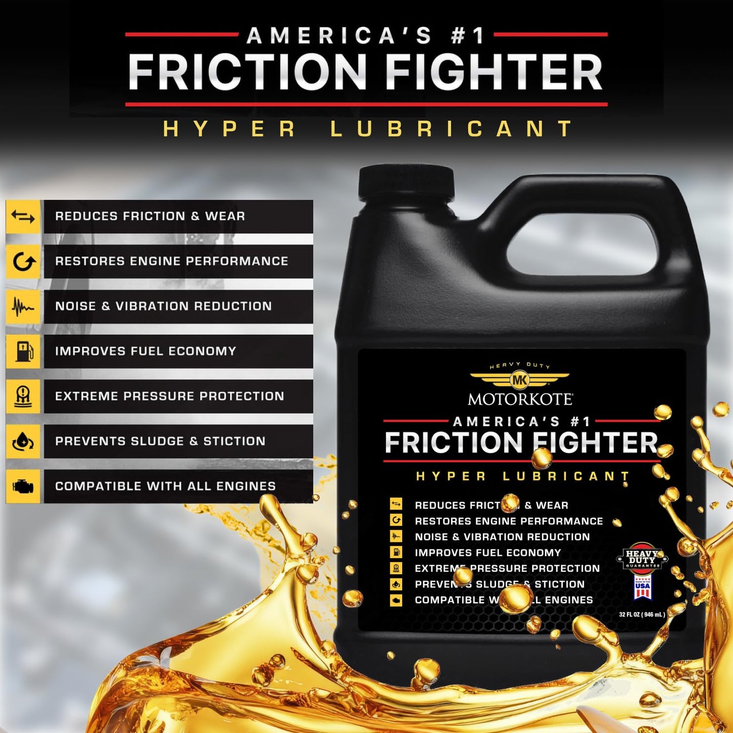 Motorkote MK-HL16-06-6PK Heavy Duty Hyper Lubricant, 16-Ounce, 6-Pack