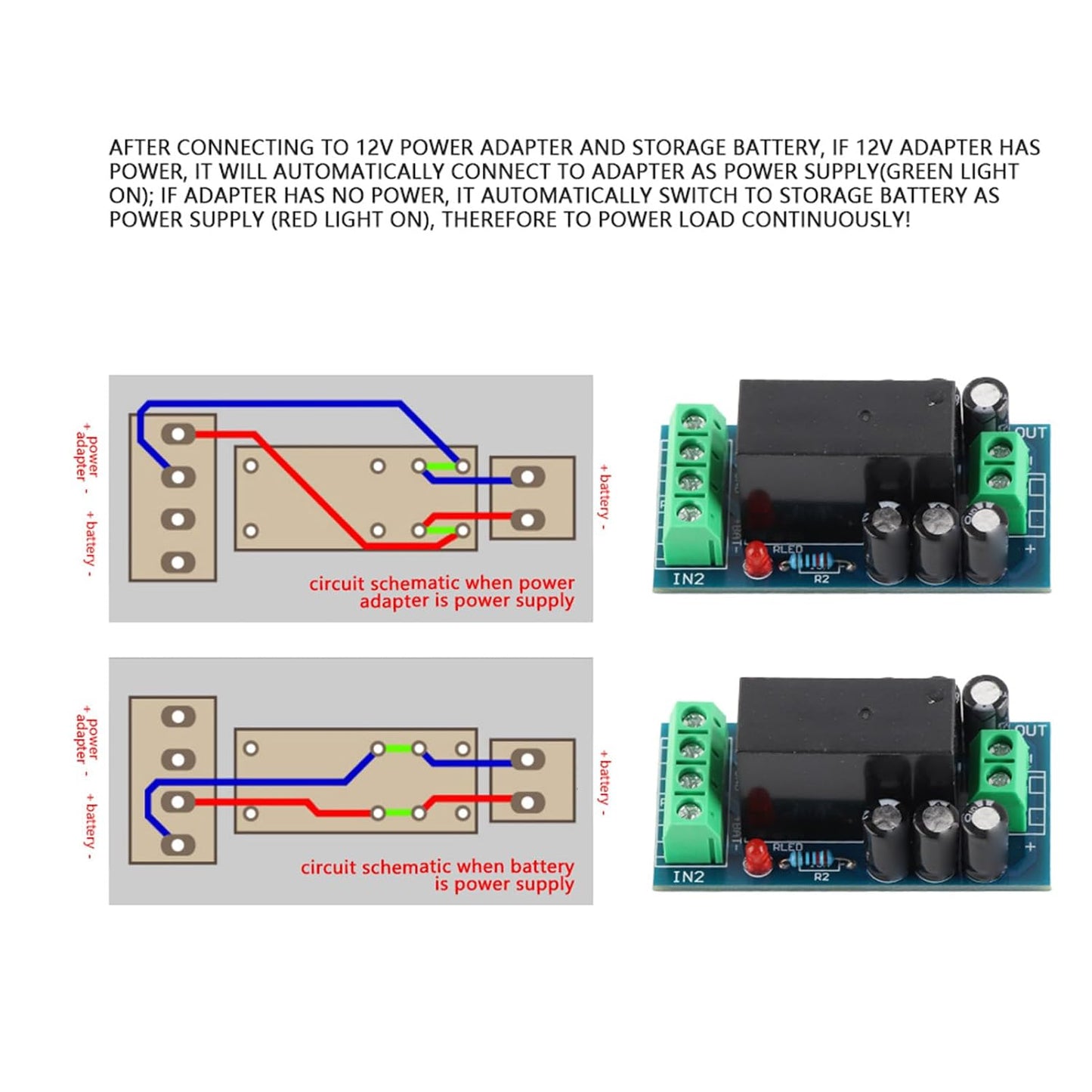 12V 12A 150W Dc Battery Backup Module Backup Battery Switch Module Dc Ac Battery Automatic Switch Module Emergency