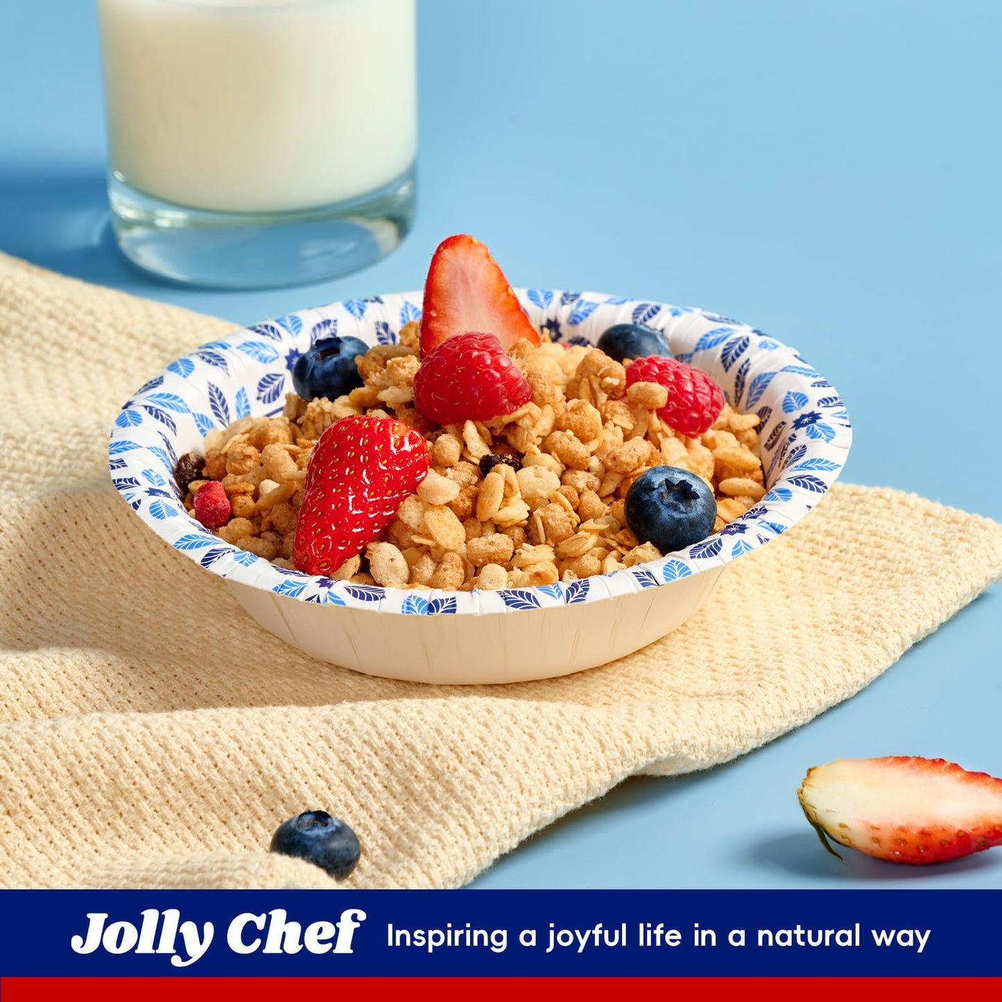 JOLLY CHEF 156 Count Paper Bowls 12 oz Soak Proof, Heavy Duty Printed Disposable Small Bowls Bulk for Dinner or Thanksgiving