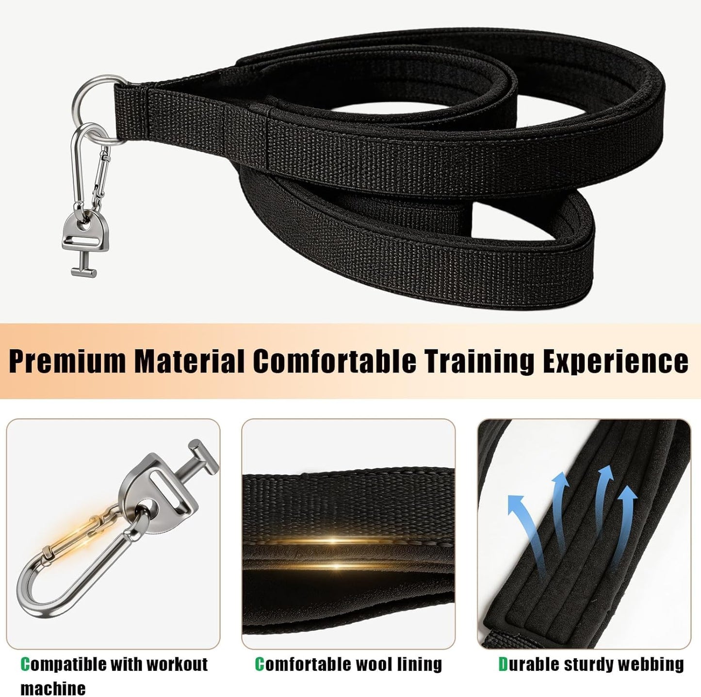 Pilates Loops Compatible with Tonal Machine, Double Loop Soft Lined Pilates Straps with T Lock Adapter, W/Snap Hooks, D-Ring Straps for Home Gym, Yoga, and Strength Training