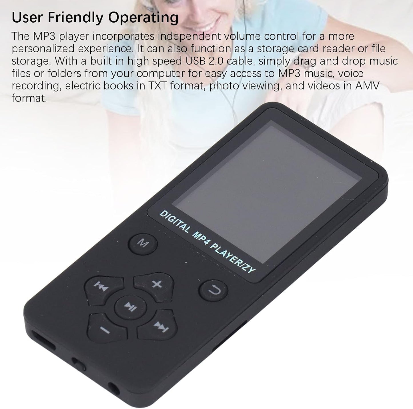 Yunseity 64GB MP3 5.0 MP3 MP4 1.8in Player, Bluetooth Portable HiFi Sound Quality Music Player, & Player with Color