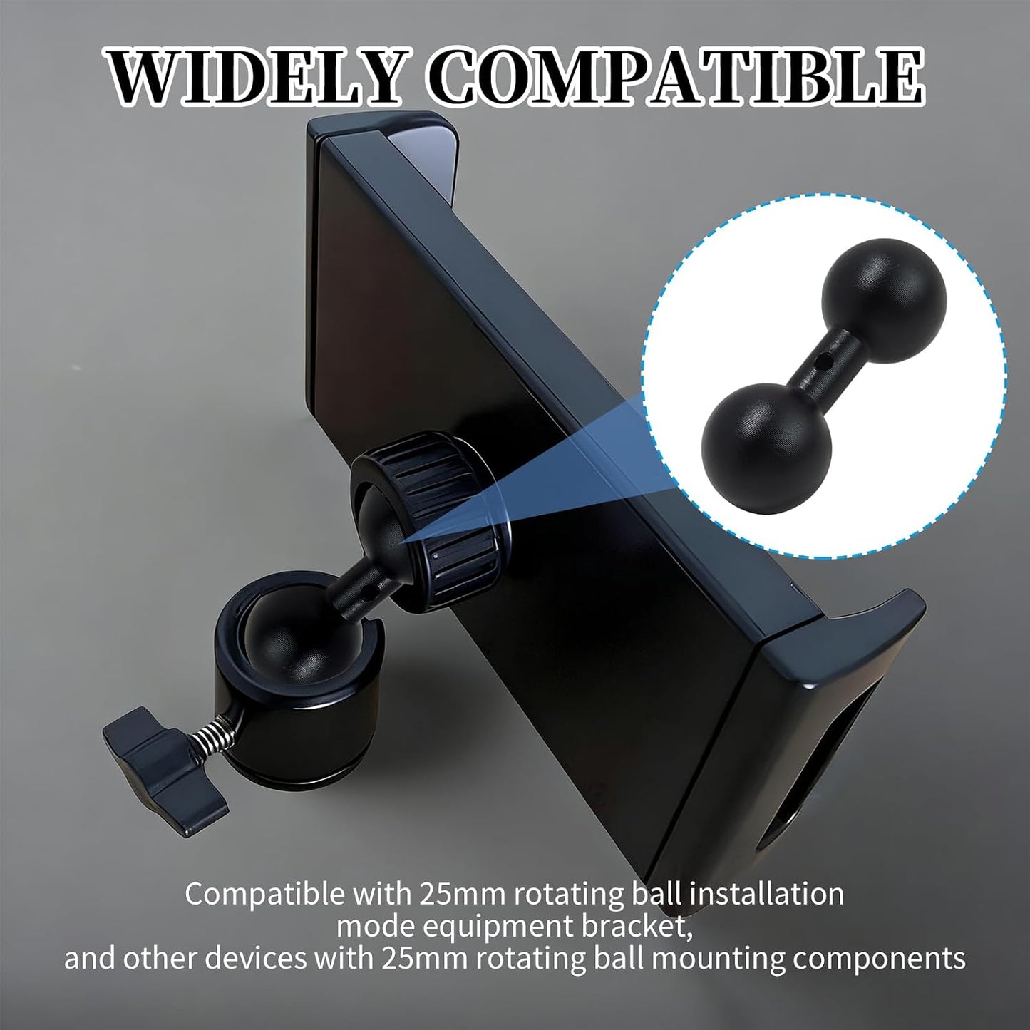 Vvluvva 1" 1-Inch Double Ball Mount Arm Adapter, Heavy-Duty Black Aluminum Alloy Ball Extension Connector