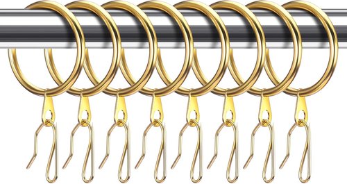 Hotop Metal Drapery Curtain Rings - 30 Pcs Set with 0.98/1.26/1.65 Inch Interior Diameter | Gold Finish