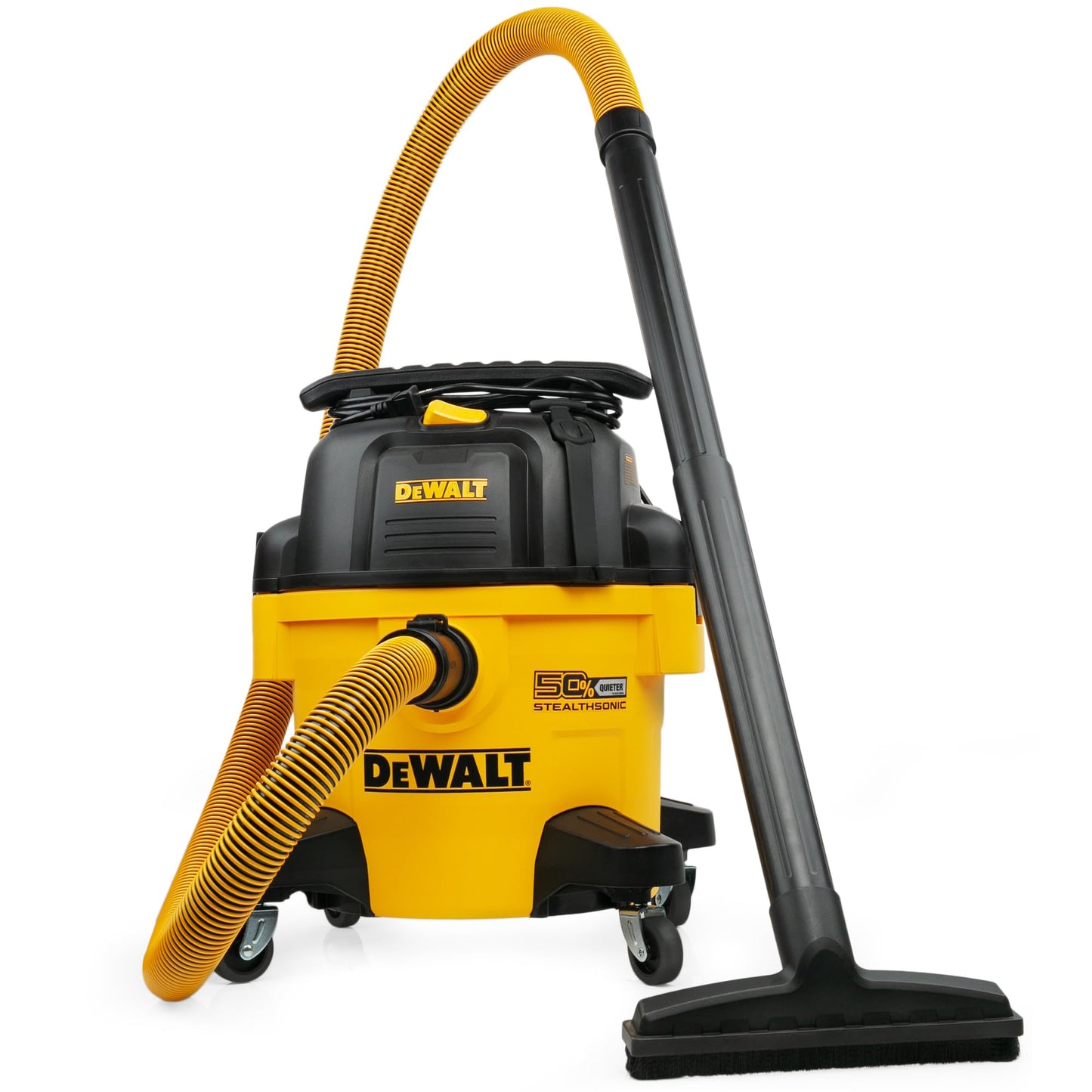 DEWALT 6-Gallon STEALTHSONIC Ultra Quiet Poly Shop Vacuum Wet and Dry with 6 Dust Bags, 5 Peak HP Noise Reduction Wet/Dry Vac for Jobsite, Workshop, and Garage, DXV06P-QTB