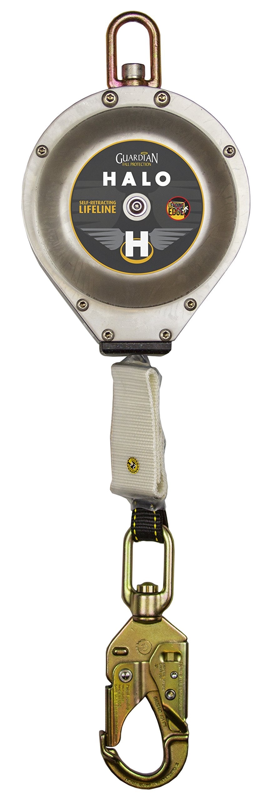 Guardian Fall Protection 10909 Halo Web SRL – 20 ft. Nylon Webbing with Carbineer, Swivel Top, Steel Snap Hook