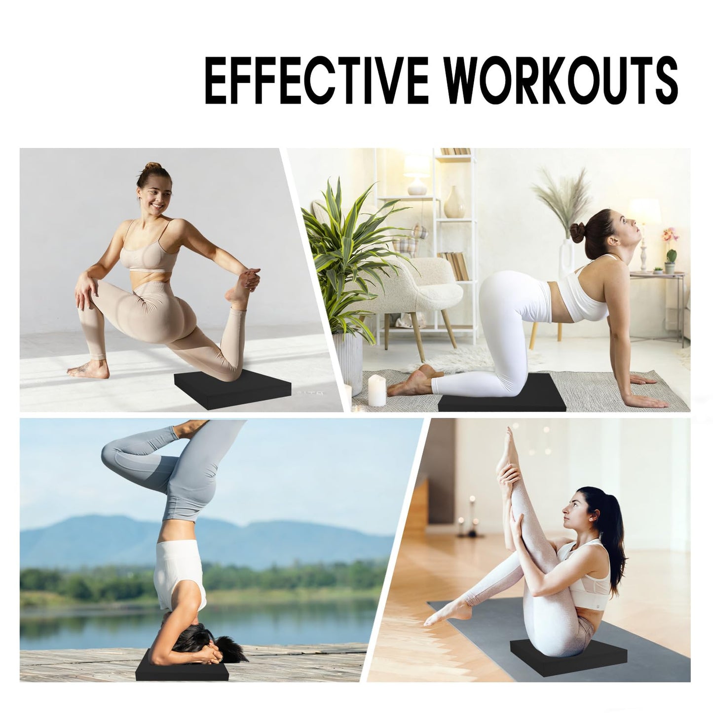 MBKHFLL Exercise Balance Pad，Balance Foam Mat for Physical Therapy Equipment & Strength Stability Training, Slip Resistant Foam Mat for Yoga, Pilates, Meditation，Gardening knee pads (black)